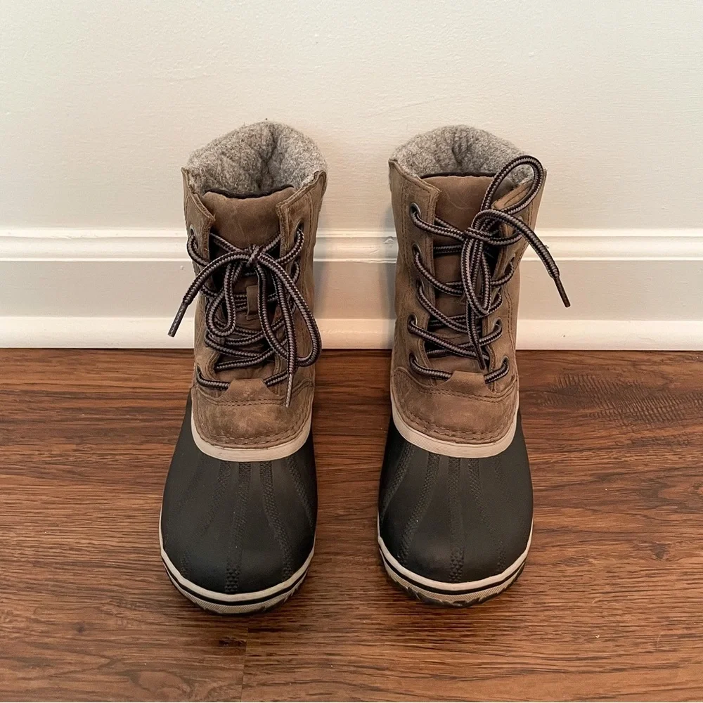 Sorel Slimpack ll Lace Boot Sz 7.5 Leather Winter Duck Boot Lace Up